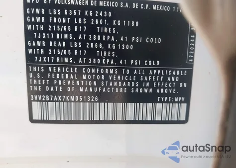 2019 Volkswagen Tiguan 2.0T Se/2.0T Sel/2.0T Sel R-Line/2.0T Sel R-Line Black from USA, damaged, VIN 3VV2B7AX7KM051326